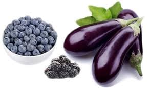Harvest-ready glossy black eggplants
